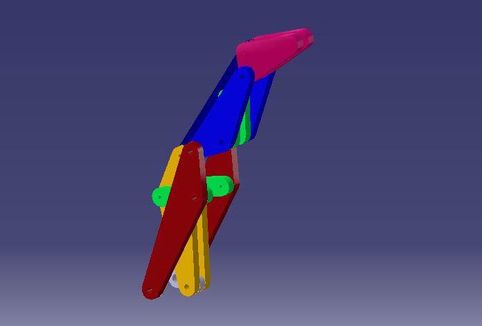 Figura 5.3b. Diseño asistido por computadora del mecanismo del dedo. 5. Resultados de la síntesis del mecanismo del pulgar.