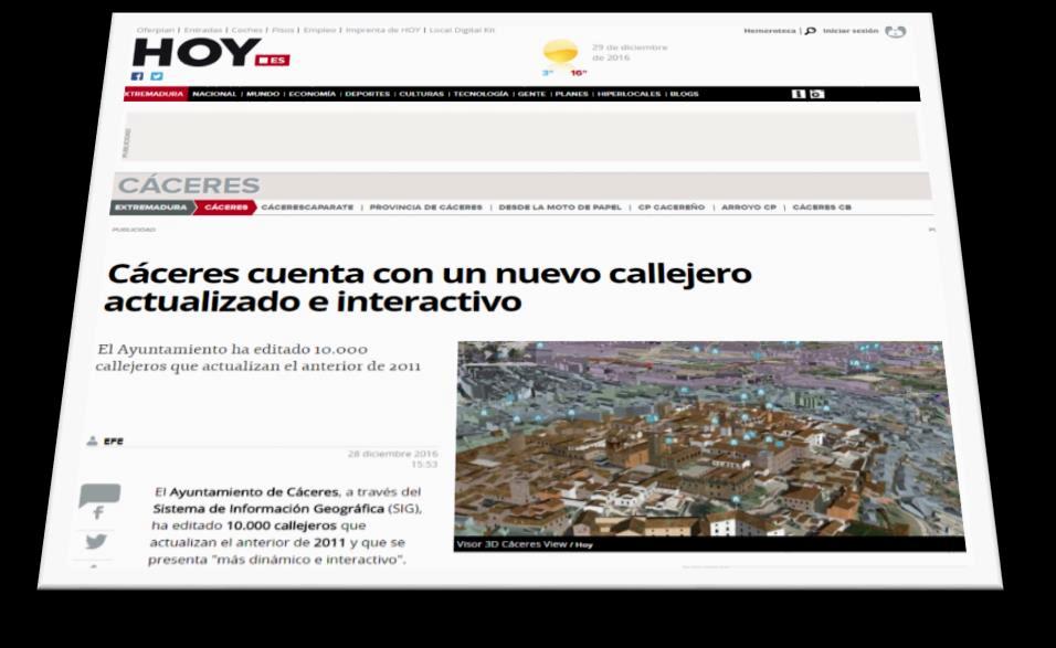 Artículo HOY El Ayuntamiento de Cáceres, a través del Sistema de Información Geográfica (SIG), ha editado 10.