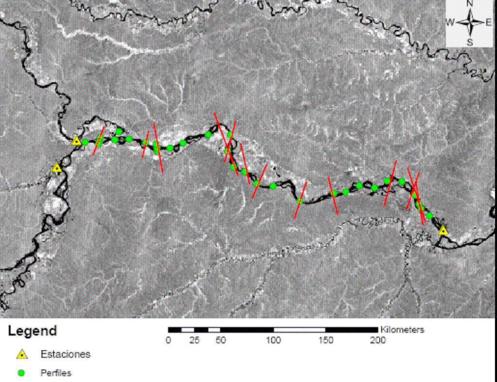 5.2. Enfoque hidrológico 5.2.1 Perfiles transversales: Los perfiles se realizaron todos a la subida desde Tabatinga hasta Iquitos.