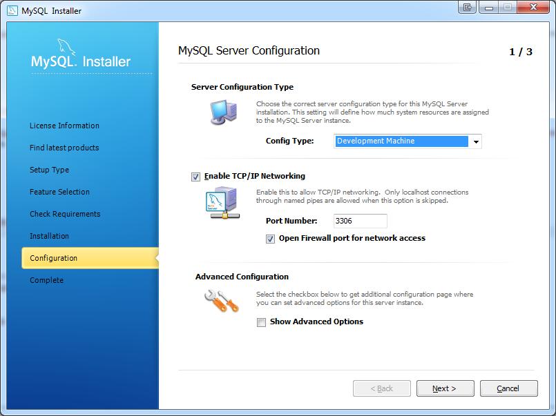 Configure el servidor de MySQL (a) En la primer pantalla