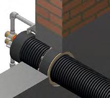 Uso: conjunto para paso de la tubería preaislada ALB a través de muros de hasta 40 cm de ancho para agua no presurizada.