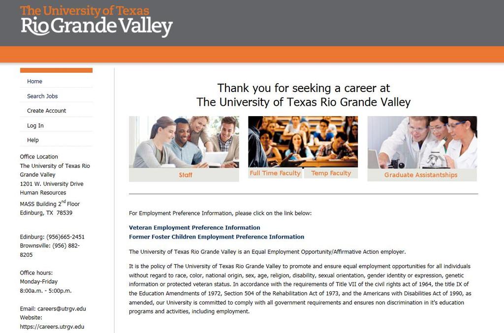 The University of Texas Rio Grande Valley Career Portal Como