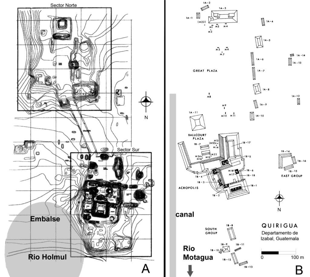 Plano del sitio arqueológico Nakum (modificado de Noriega y