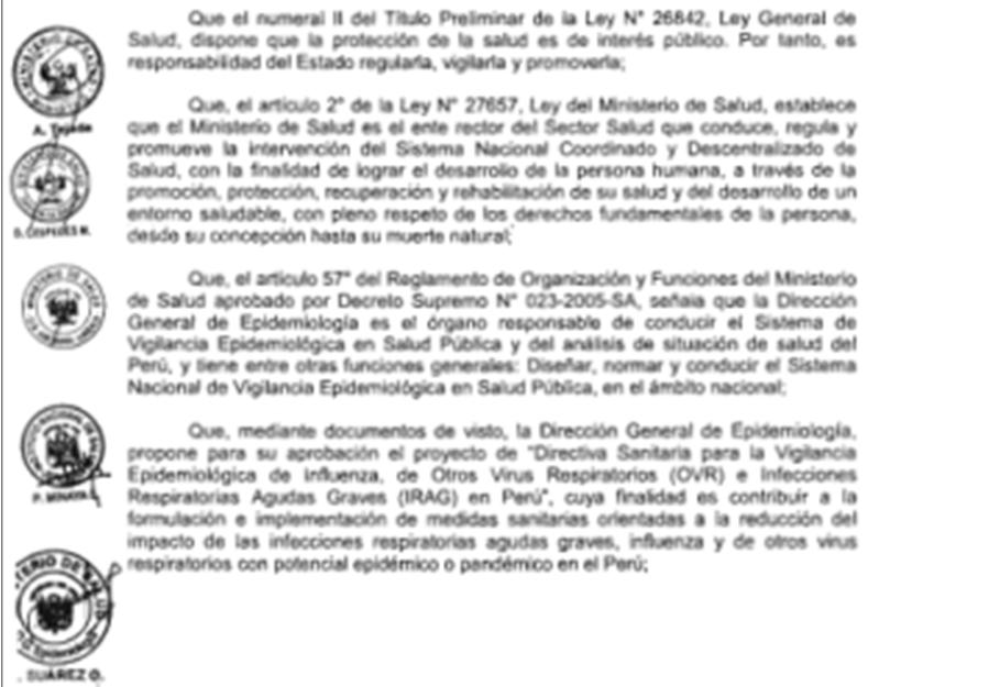 Resolución Ministerial 108-2012 MINSA Aprueba la Directiva Sanitaria N 045- MINSA/DGE-V.