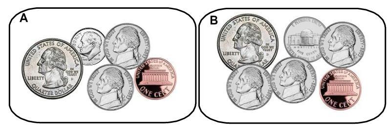 La hora y el dinero Contando Monedas Parte III Trabajo en clase 1. Cuál es la mejor manera de presentar $0,46? Encierra en un círculo. 2.