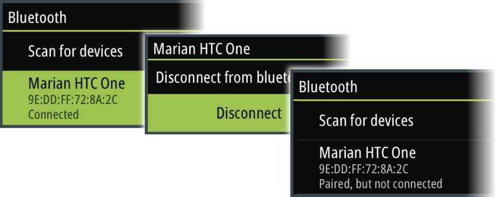 Para vincular SonicHub 2 a un dispositivo Bluetooth seleccione el icono de Dispositivos Bluetooth en el menú Controles.