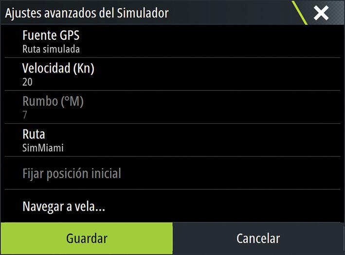 Ajustes avanzados del simulador Los ajustes avanzados del Simulador le permiten controlar manualmente el simulador.
