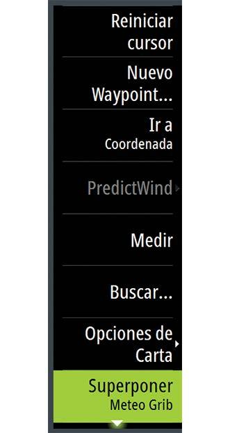 10 PredictWind La información meteorológica y de las rutas de PredictWind puede mostrarse en las cartas.