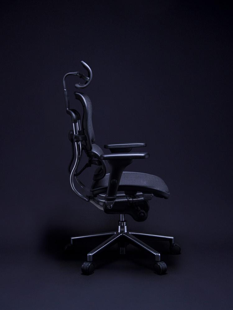 Con una estética, forma y funciones avanzadas, esta silla ergonómica utiliza un mecanismo de inclinación sincronizada con