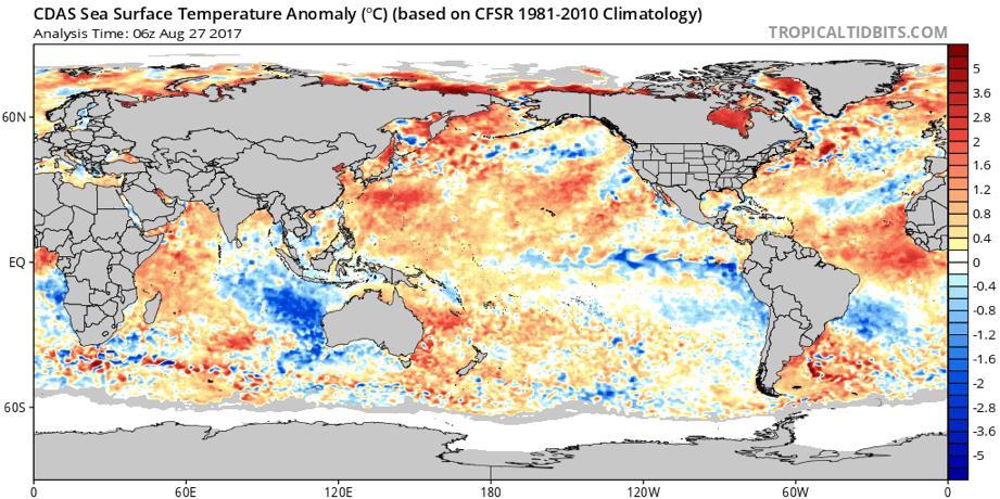 Estado actual de la temperatura del mar en el Pacífico tropical Muestra valores de Temperatura Superficial del Mar (TSM) cercanas a lo normal en la zona de desarrollo de ENOS, con algunos pequeños