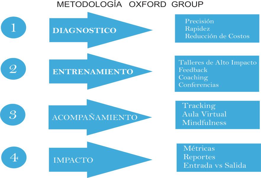 Nuestra Metodología Oxford Group se ha focalizado en investigar e identificar las necesidades de capacitación de empresas, profesionales, ejecutivos, empresarios y entregar las ideas, prácticas y