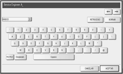 2.CONFIGURACIÓN DE ELEMENTOS (ADMINISTRADOR) 4 Seleccione la distribución de teclado que desee y pulse [ACEPTAR]. Se presentará de nuevo el menú GENERAL (2/2).