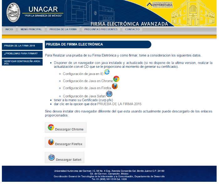 Entrar al portal http://www.firma.unacar.