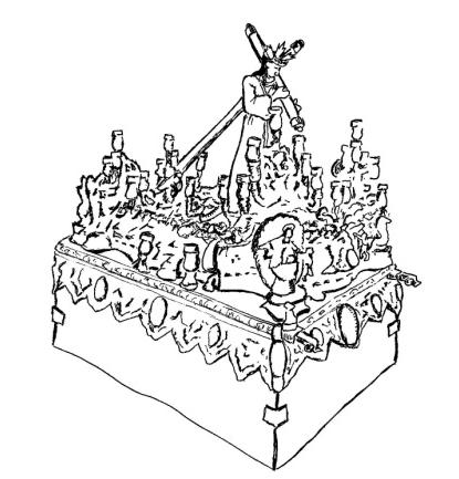 Una vez realizadas las figuras se colocan en un entablado llamado paso o trono.