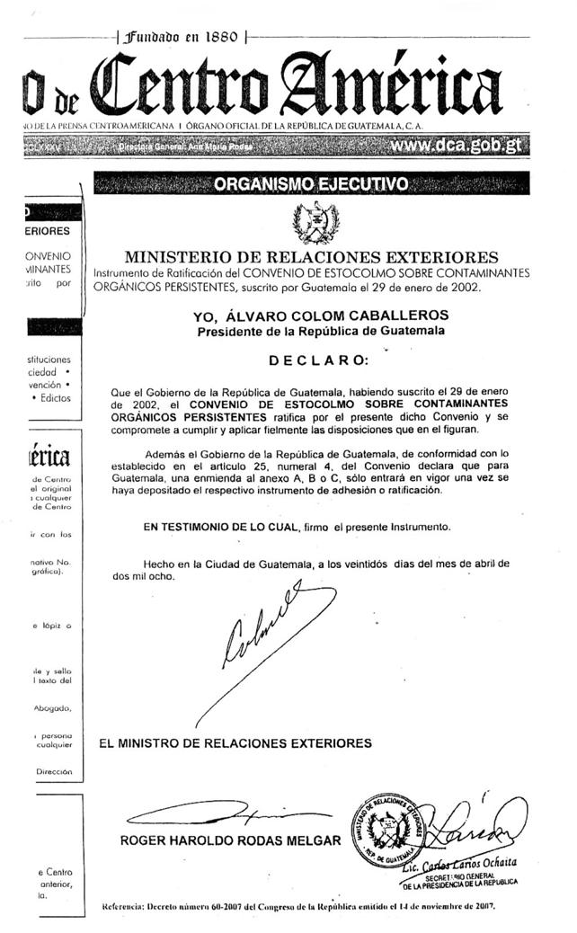 ANEXO 3 Ratificación por Guatemala del Convenio