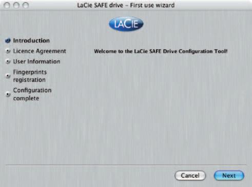La primera vez que utilice la unidad LaCie SAFE, haga clic en el icono del candado de la unidad para abrir la herramienta de configuración de