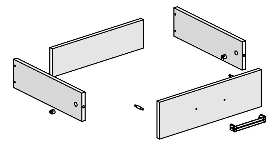 ASO 3 Q (x4) H G Ñ (x4) Q Ñ (x8) (x2) G Q F Tome los Laterales de cajón G y fíjelos al Frente de cajón F (verifique que los tapacantos de las piezas queden hacia arriba).