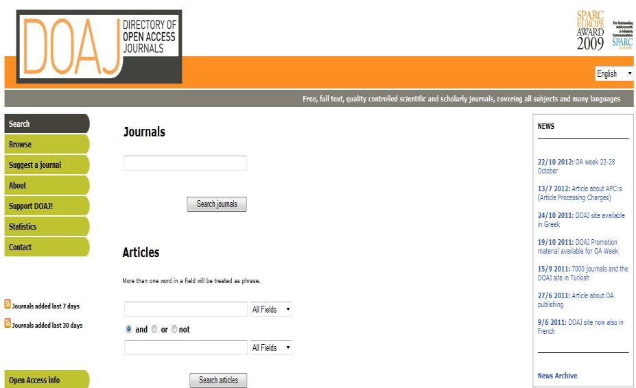 DOAJ DOAJ tiene 7.094 títulos de revistas de open access De los cuales, el 18% (1.