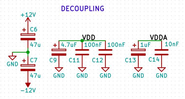 Memoria Figura 14 - Circuito de alimentación VCO / LFO. En la parte derecha de la [Figura 14], se observan los 2 circuitos integrados encargados de proveer de 5V (L7805) y 3.