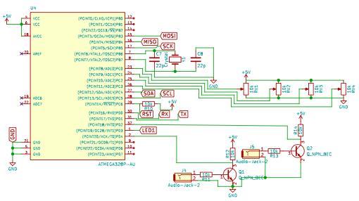 Diseño e implementación de un sintetizador de audio modular basado en síntesis substractiva Microcontrolador ADSR Circuito realizado para el microcontrolador, el corazón del módulo,