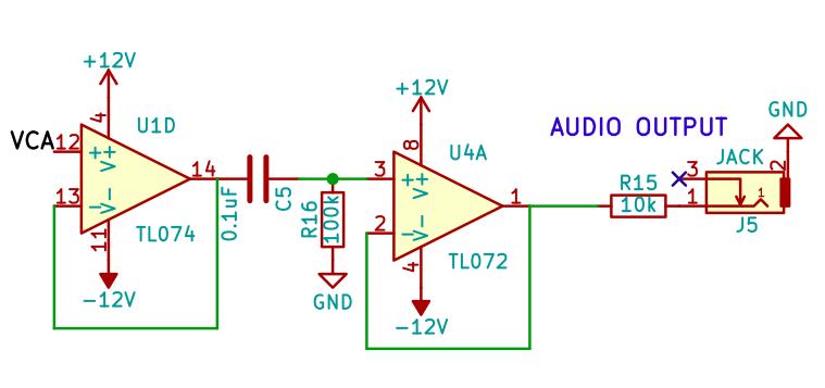 Diseño e implementación de un sintetizador de audio modular basado en síntesis substractiva Circuito de salida Dispone de una salida de