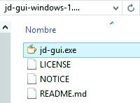 85 3.3.6 JD-GUI En [105], se obtiene esta herramienta, luego de su descarga, se descomprime y dentro de la carpeta se tiene el archivo de interés jd-gui.exe.