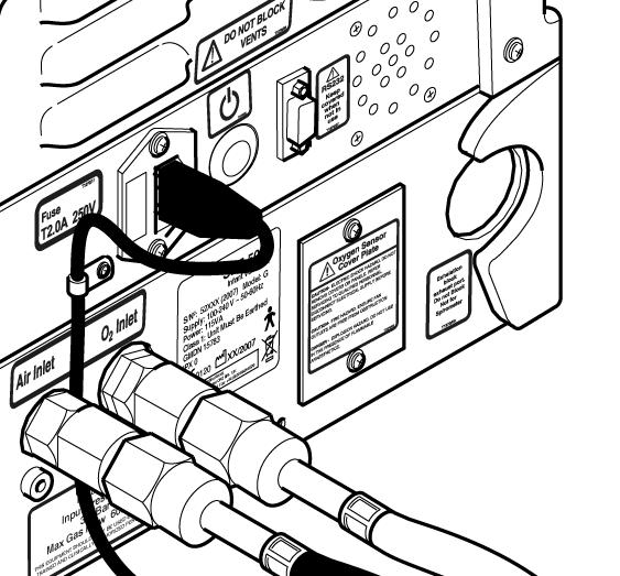 11. Conexión y desconexión del respirador 11.0.1 Indicador de alimentación de red. El respirador tiene un indicador LED en la cara frontal que indica si existe alimentación de red.