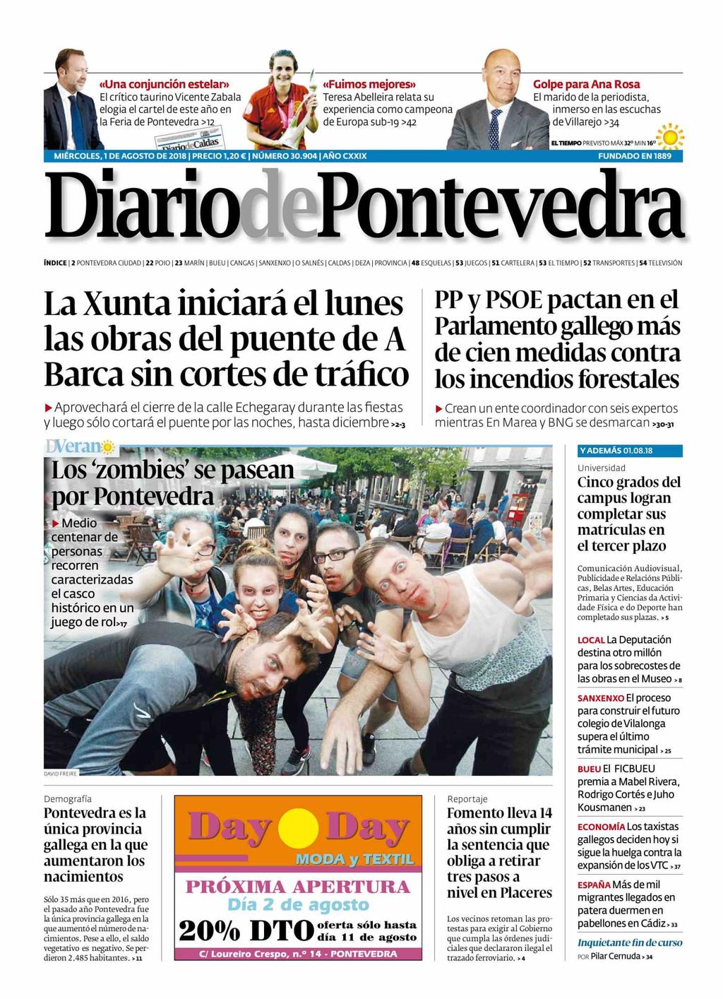 Diario de Pontevedra Pontevedra 5.376 Ejemplares 4.615 Ejemplares Sección: PORTADA Valor: 2.