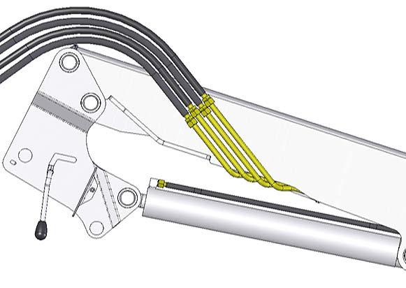4. Montaje de la parte superior Hydro- Fix Si fuera necesario, desmontar los acoplamientos hidráulicos. Conectar los conductos hidráulicos A1, B1, A, B del brazo a la parte superior Hydro-Fix (1).