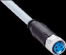 apantallar, 2 m Cabezal A: Conector hembra, M12, 4 polos, recto, Con codificación A Cable: Cable sensor/actuador, PVC, sin