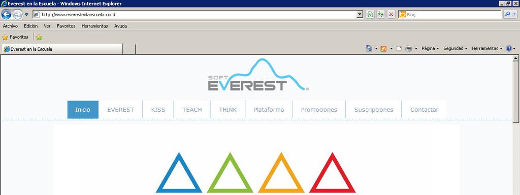 I.3. Pagina de inicio Suite Everest en la Escuela_2013. Al ingresar a la suite aparece la siguiente página.