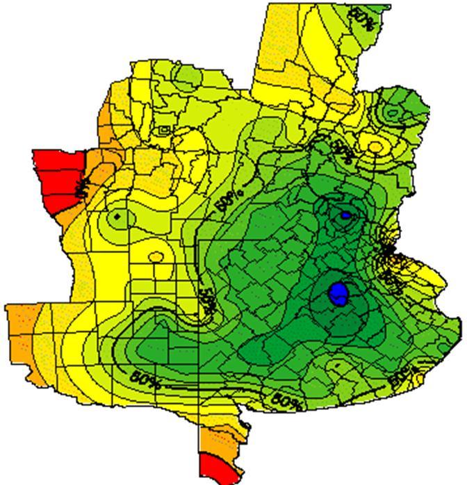1.4. Reserva de agua del suelo Referencia Los colores muestran el % de reserva