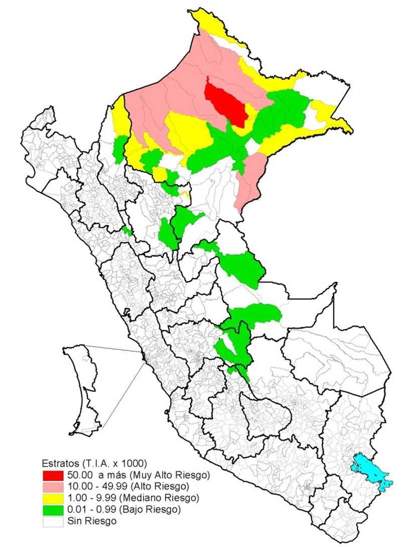 Incidencia de malaria total por distritos.