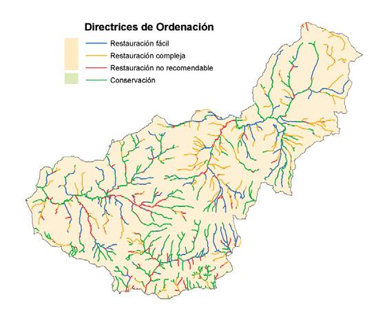 Como resultado de los análisis realizados con anterioridad se obtiene la zonificación de las riberas de la provincia de Granada en función de las directrices de ordenación, como se ve a continuación.