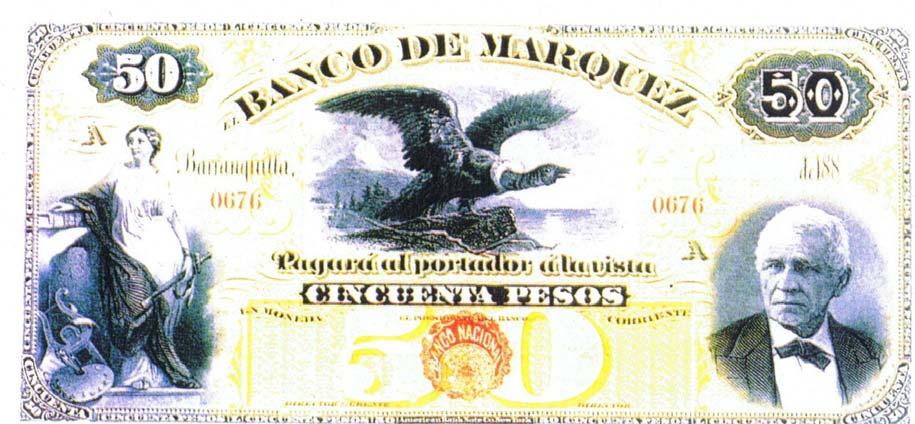 Banco de Márquez, cincuenta pesos, 188. Cien pesos: texto igual que los anteriores.