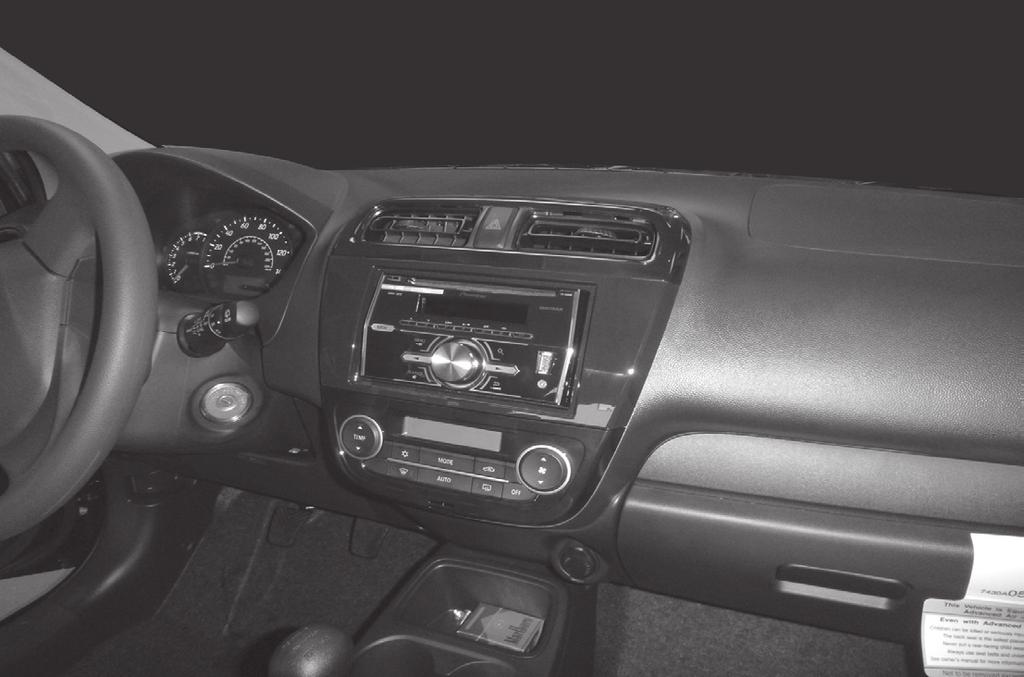 INSTALLATION INSTRUCTIONS FOR PART 95-7016GHG KIT FEATURES DDIN radio provision Painted Gloss Gray/Black to match factory APPLICATIONS Mitsubishi Mirage 2014-up 95-7016GHG Table of Contents Dash