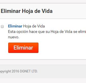 Configuración y seleccionar ELIMINAR HOJA DE VIDA.