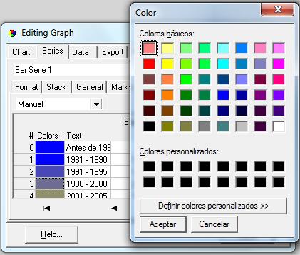 Luego realizar doble click sobre el color del valor que se desea modificar y elegir el color de preferencia.