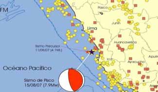 INSTITUTO NACIONAL DE DEFENSA CIVIL FIGURA Nº 15: Mapa de Sismicidad para la Región Central del Perú Fuente: Instituto Geofísico del Perú (2007) Se muestra los sismos ocurridos entre los años 1995 y