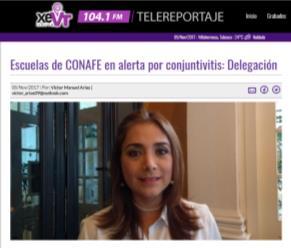 Escuelas de CONAFE en alerta por conjuntivitis: Delegación TABASCO (8/nov/2017).