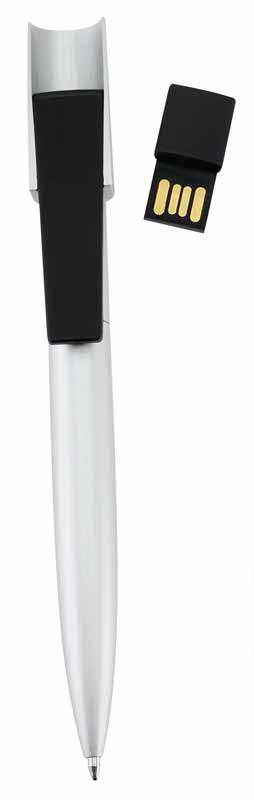 CÓD: C91 Bolígrafo Metálico con Pen Drive de 8GB. Incluye clip de superficie gomosa negra para grabado láser espejo.