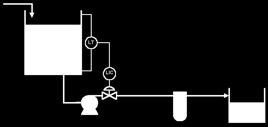 En la figura se ve un sistema de control de nivel correspondiente al circuito de agua de enfriamiento de una torre humidificadora y se desea dimensionar la válvula de control que será globo