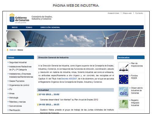 3. En la página web de la Dirección General de Industria (www.gobiernodecanarias.