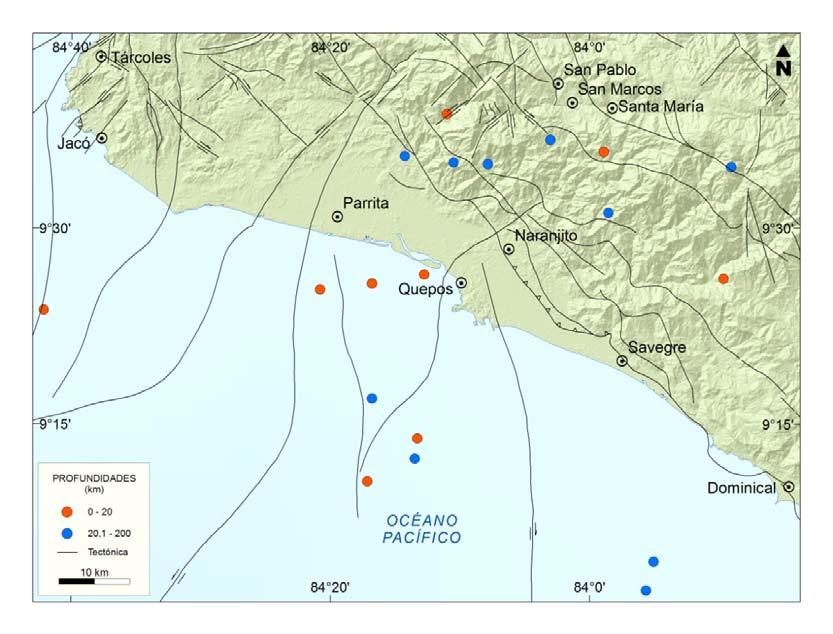En la zona de Los Santos dos sismos de magnitudes moderadas (3,6) asociados a fallamiento local se registraron los días 5 y 14 de octubre al SW de San Marcos de Tarrazú.