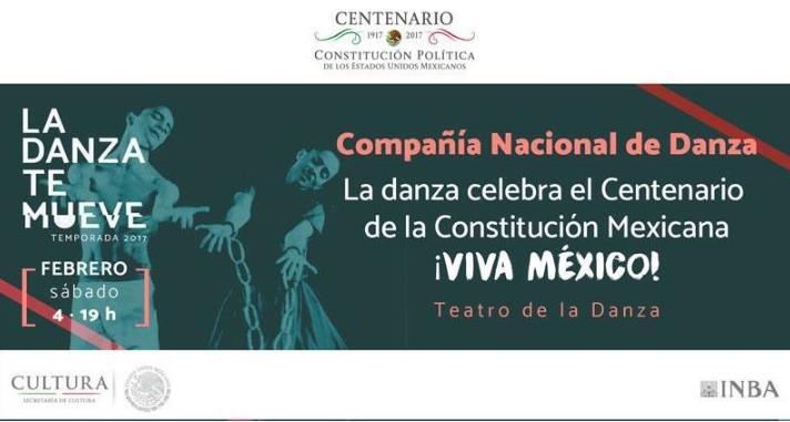 CON MOTIVO DEL centenario de la Constitución Política de los Estados Unidos Mexicanos, promulgada el 5 de febrero de 1917, la Compañía Nacional de Danza presentará una gala de ballet que incluirá