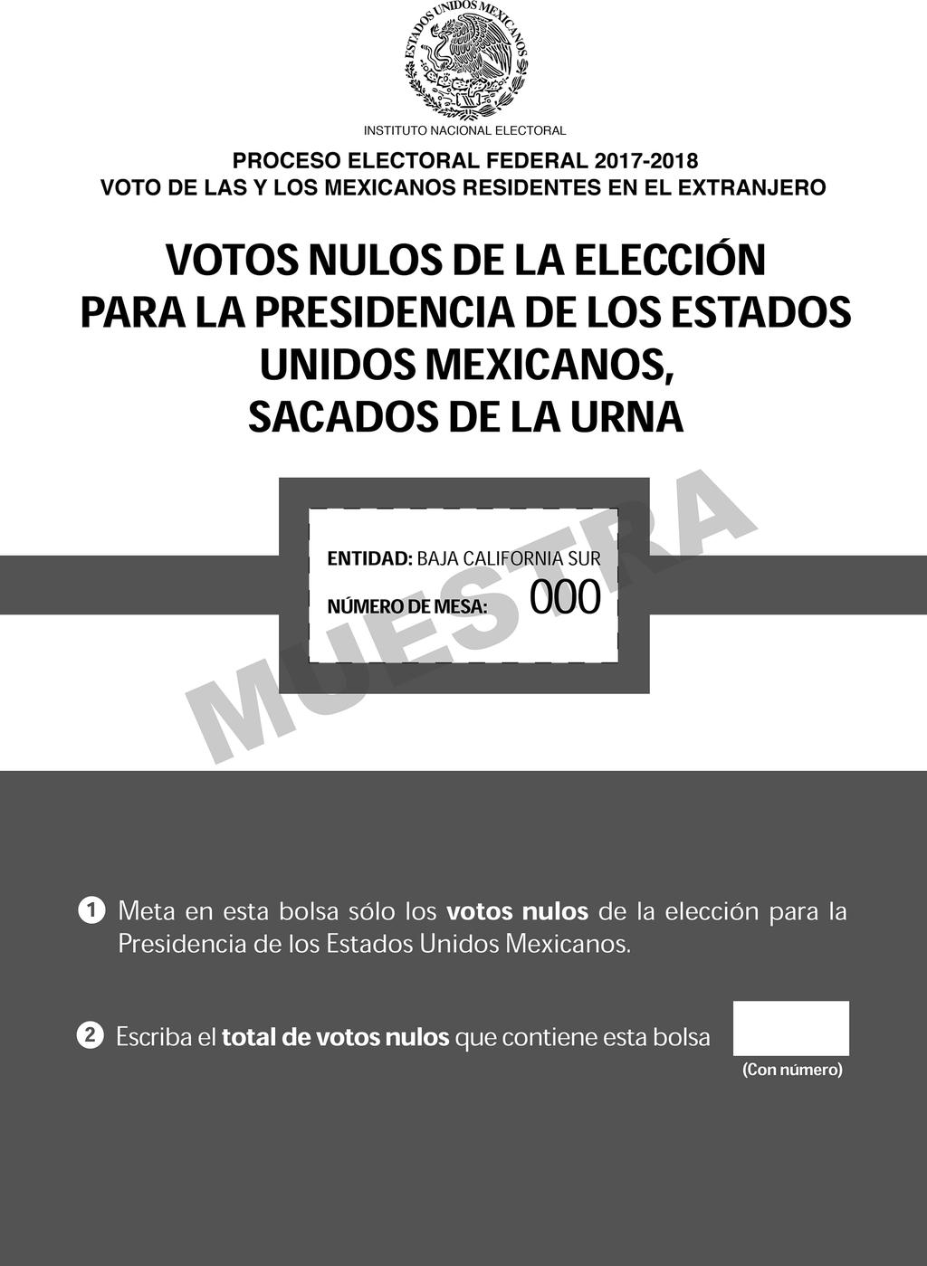 4. Bolsa para el total de votos nulos de Presidencia sacados de la urna.