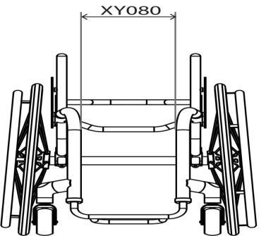XY080 Anchura de asiento Taper (estrechamiento de asiento) TAPER NOTA: Min= Ancho asiento - 60 (Opcional, optimiza el acople al usuario, soporte adicional para piernas/ posicionamiento) CHASIS