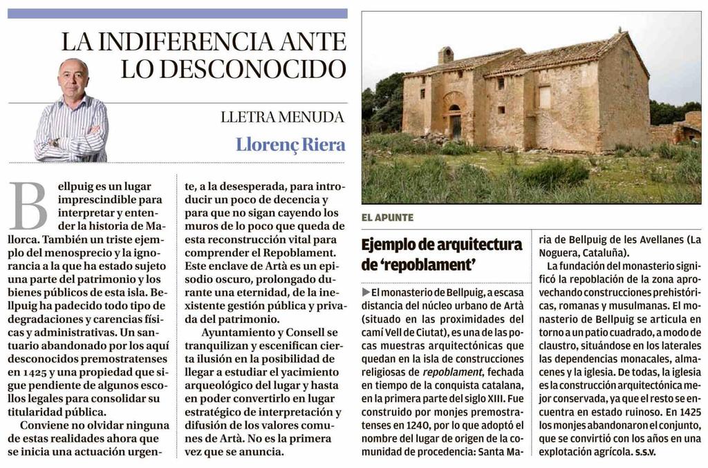 Diario de Mallorca Prensa: Tirada: Difusión: Diaria 13.274 Ejemplares 11.148 Ejemplares Sección: LOCAL Valor: 1.