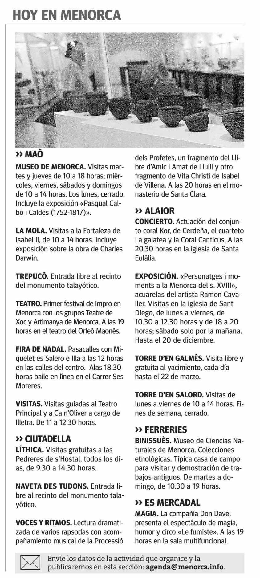 Menorca Prensa: Tirada: Difusión: Diaria 4.761 Ejemplares 4.