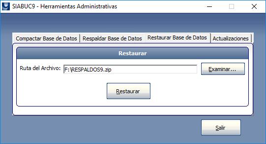 A través de esta opción es posible restaurar tanto la licencia, como la información almacenada anteriormente en SIABUC9 sin necesidad de solicitar se habilite el permiso de activación nuevamente.